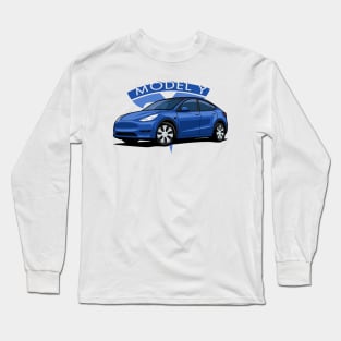 Model Y electric car blue Long Sleeve T-Shirt